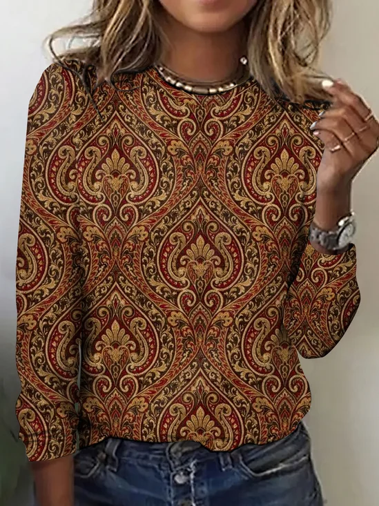 Vintage floral print long sleeved T-shirt