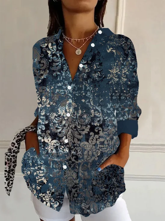 Ethnic Print Long Sleeve Shirt