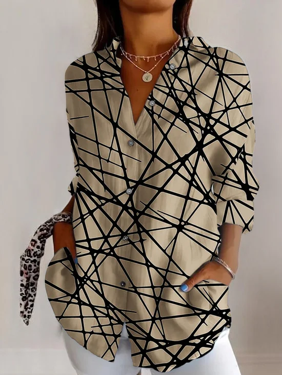 Abstract geometric line long sleeved shirt