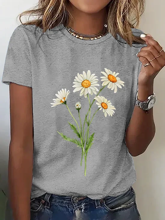 Daisy April Birth Flower Cotton T-Shirt