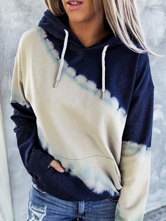 Color Block Loose Zipper Casual Sweatshirt