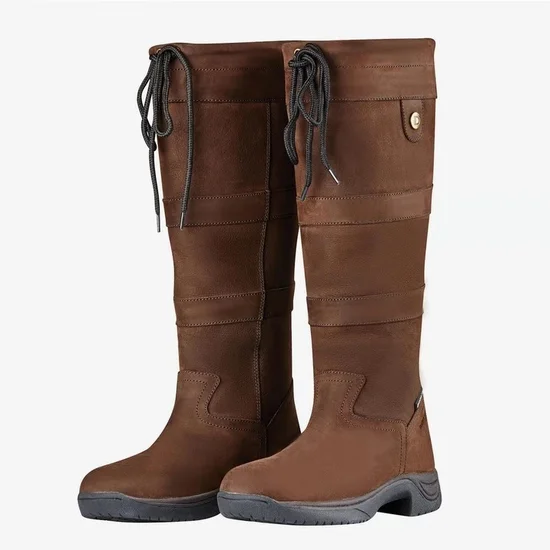 Leather Contrast Stitching Winter Cotton-Padded Boots