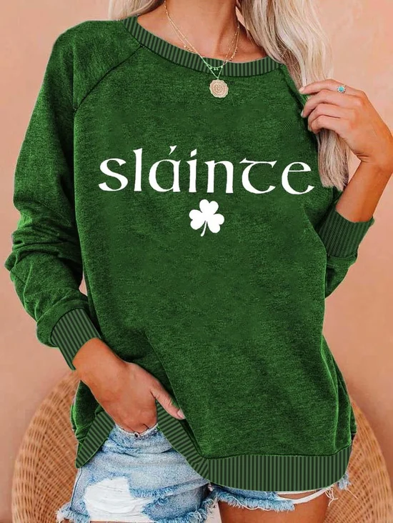 Women's Slainte St. Patrick's Day Print Casual Sweatshirt