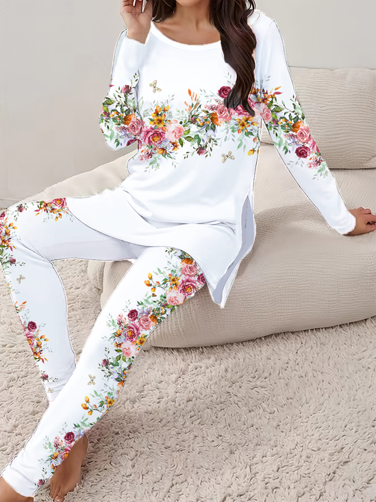 Women's Floral Spring Casual Print Set Two-Piece Set