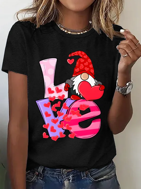 Love Gnome Hearts Cotton T-Shirt