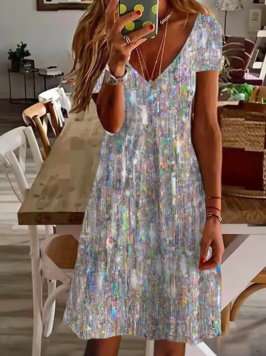Women's Sequin Print Casual Tank Top Dress