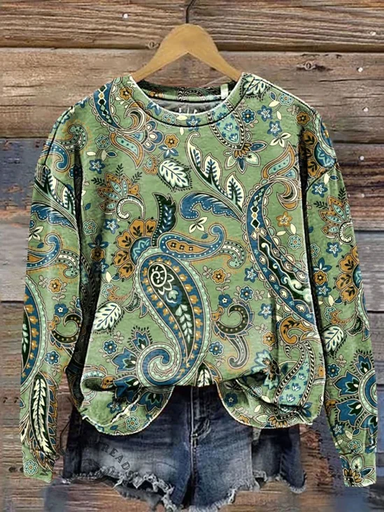 Women's Floral Spring Print Casual Long Sleeve Sweatshirt