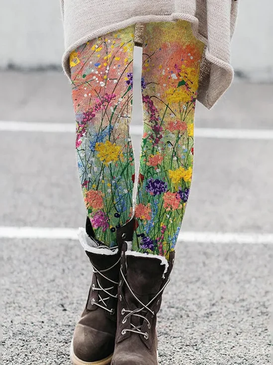Women's Floral Spring Print Casual Leggings