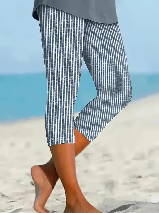 Women's Striped Print Casual Spring Leggings