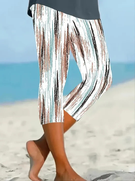 Women's Striped Print Casual Spring Leggings