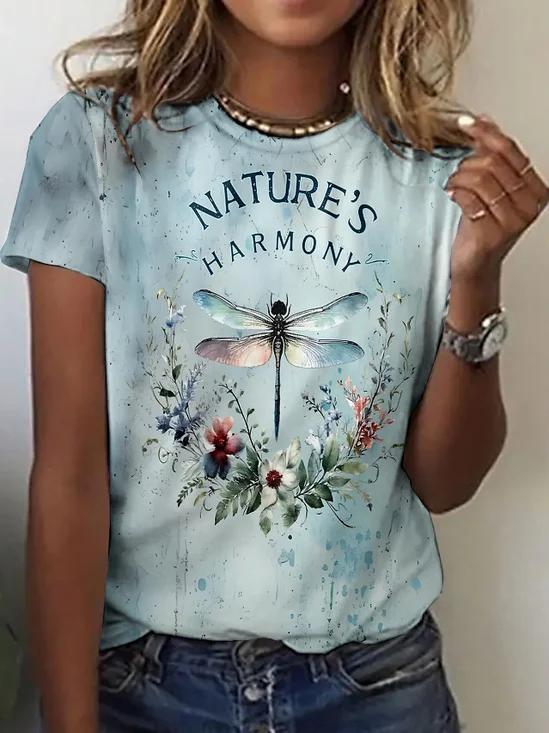 Casual Regular Fit Floral T-Shirt