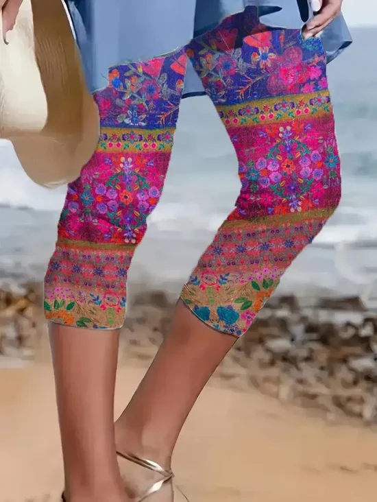 Women's Floral Spring Print Casual Leggings