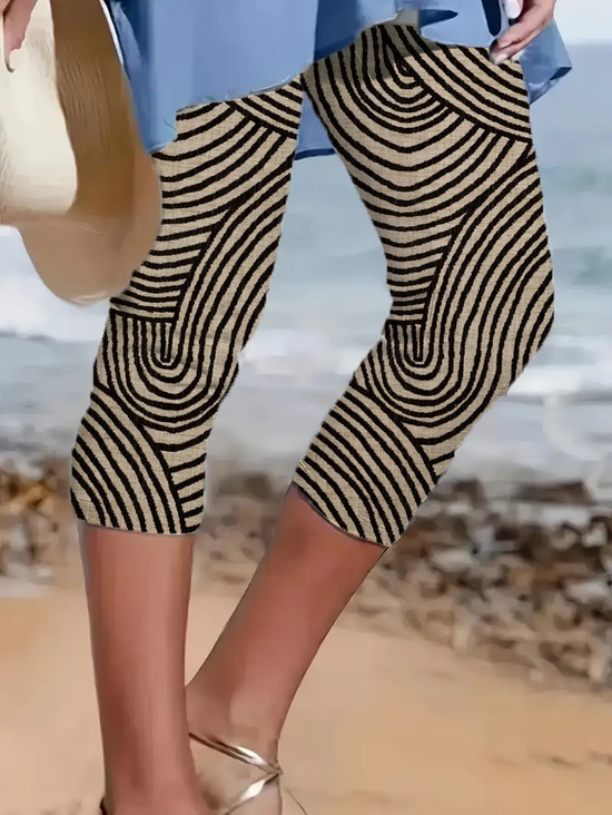 Women's Abstract Striped Print Casual Leggings