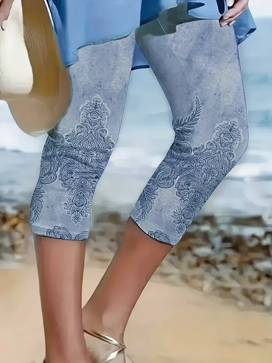 Women's Floral Spring Print Casual Fashion Leggings