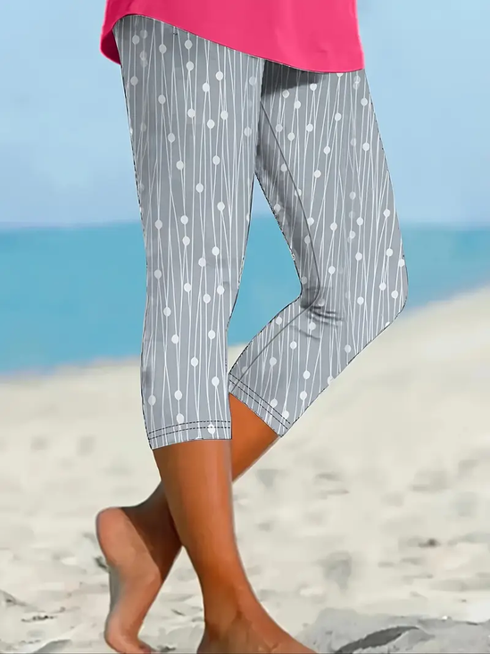 Women's Striped Print Casual Fashion Leggings