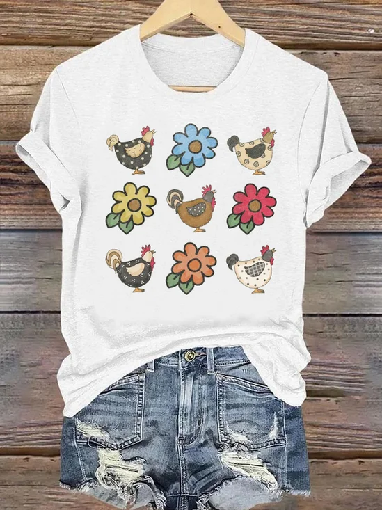 Casual Crew Neck Animal T-Shirt