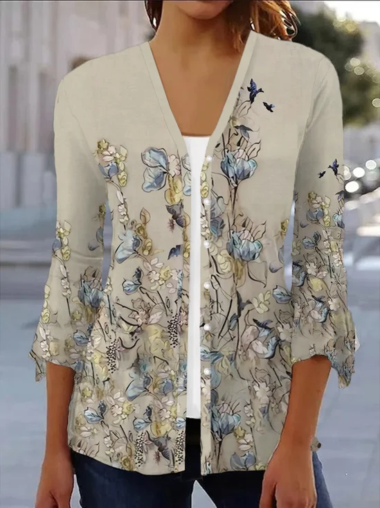 Women's Floral Spring Print Fashion Cardigan