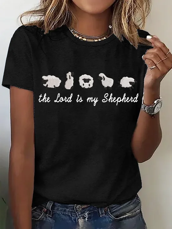 The Lord Is My Shepherd Embroidered Tee Cotton T-Shirt