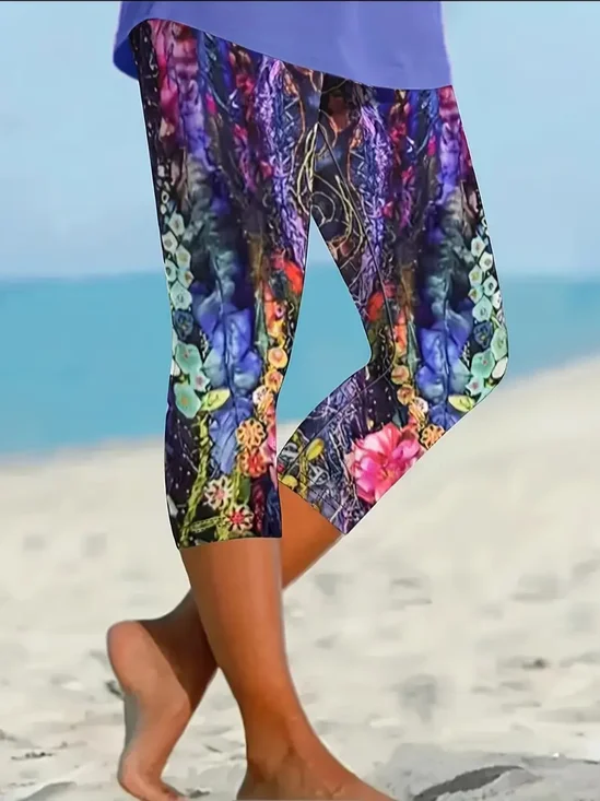 Women's Floral Spring Print Casual Leggings