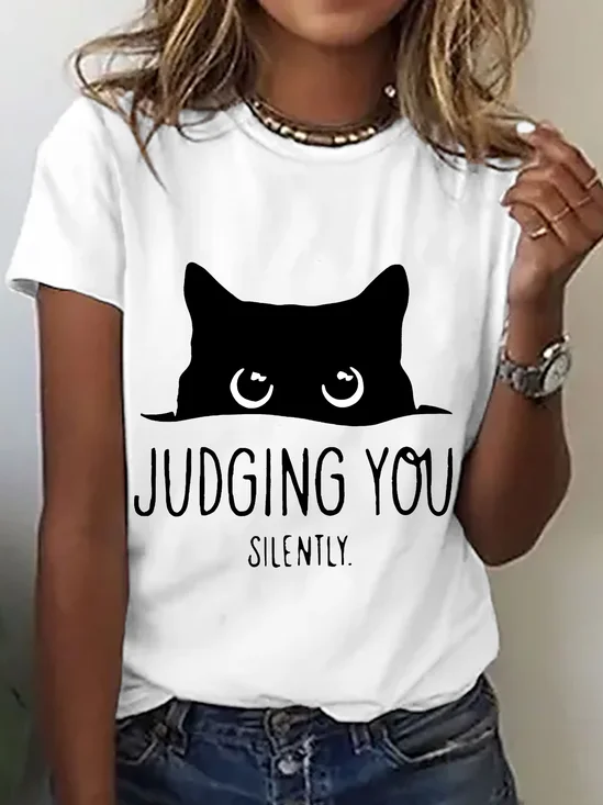 Judging You Sarcastic Cat Cotton T-Shirt
