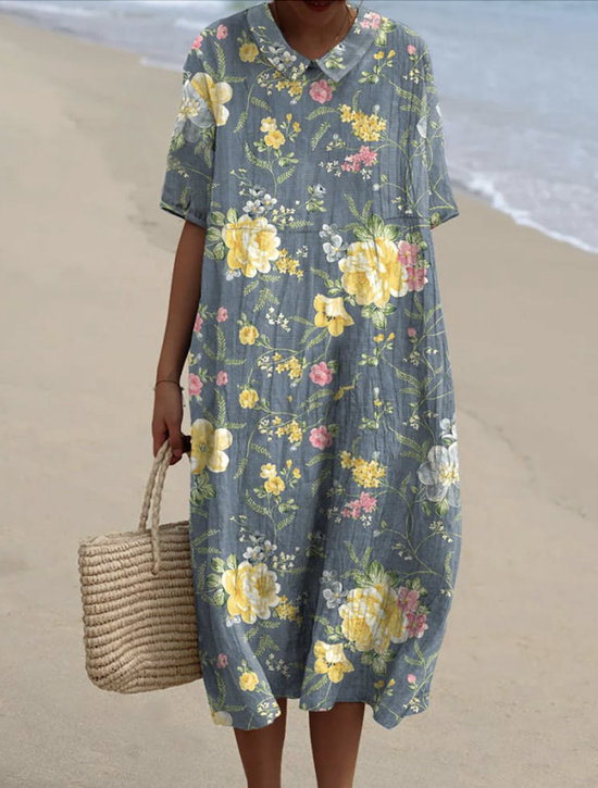 Casual Cotton Dress With No Belt