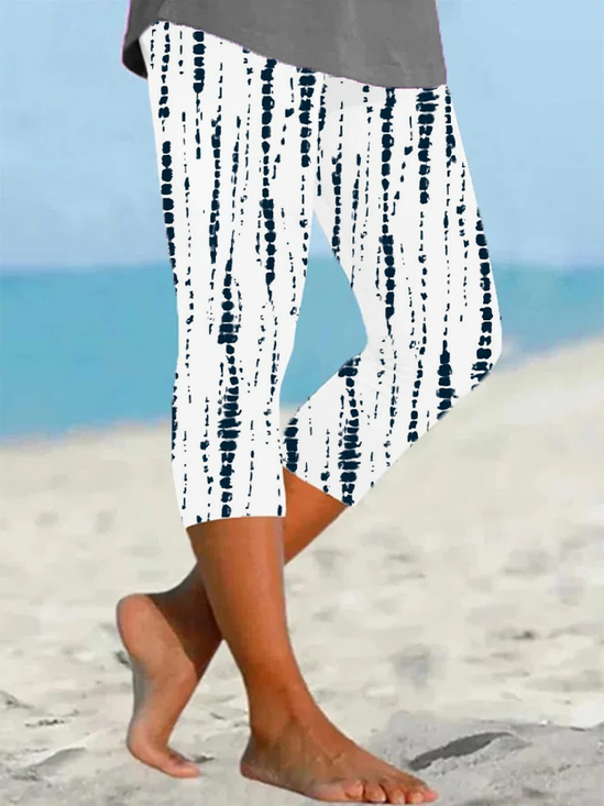 Women's Striped Spring Print Casual Leggings