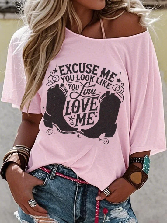 Western Style Round Neck Colored Cotton Short Sleeve T-Shirt