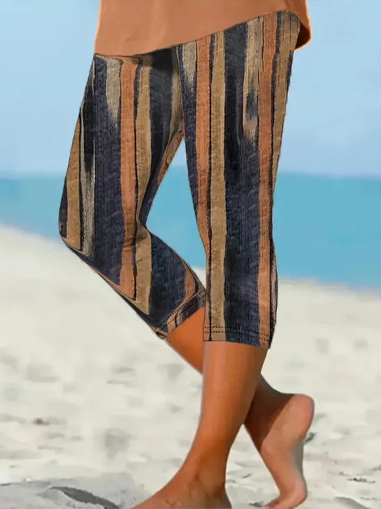 Women's Striped Spring Print Casual Leggings
