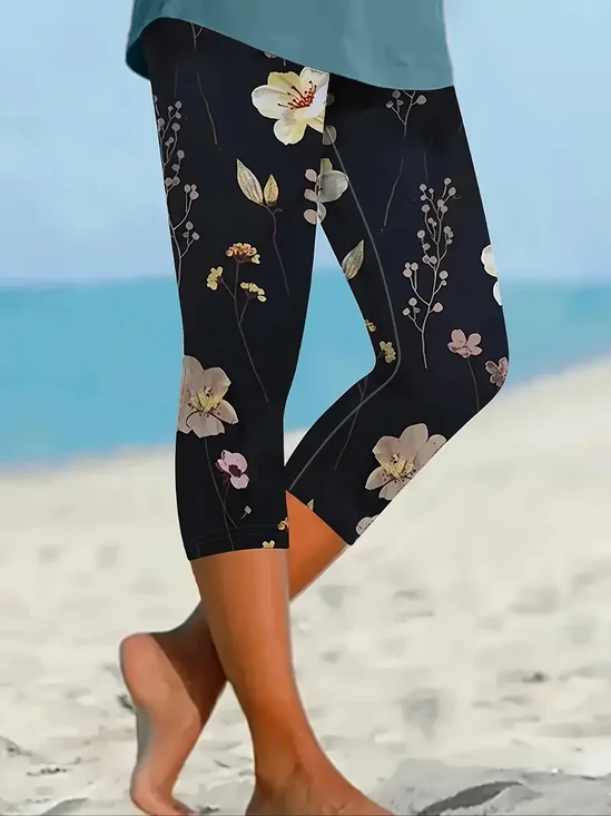 Women's Floral Spring Print Casual Leggings