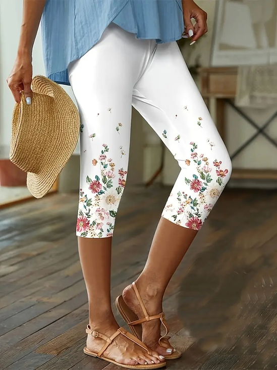 Women's Floral Spring Print Casual Leggings