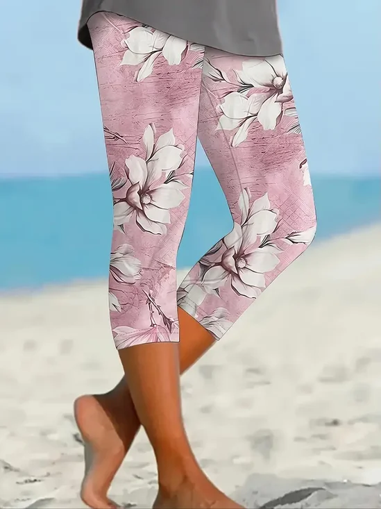 Women's Floral Spring Print Casual Leggings