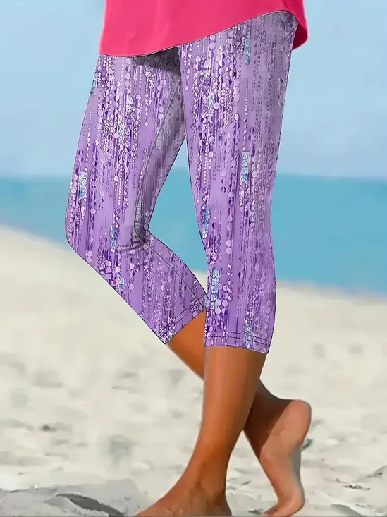 Women's Striped Spring Print Casual Leggings
