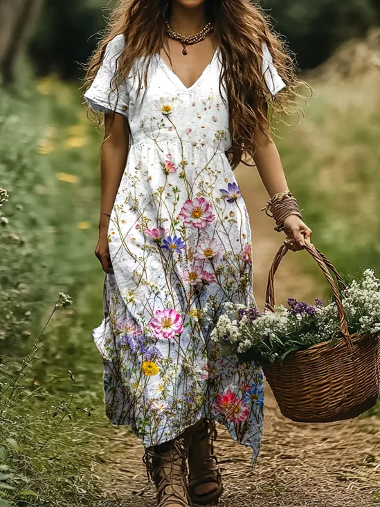 Casual Cotton Dress With No Belt