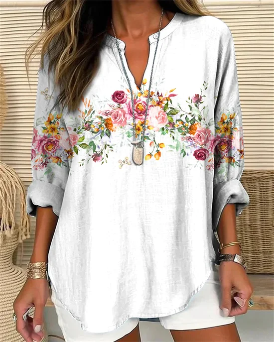 Flowers and plants Print Blouse