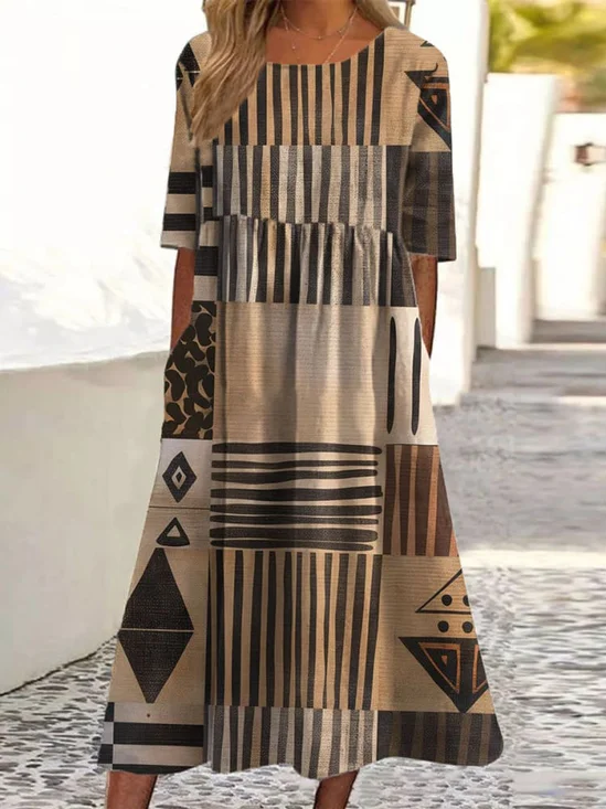 Geometric Casual Dress With No