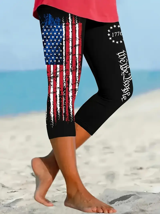 Women's July 4th Independence Day Flag Print Leggings