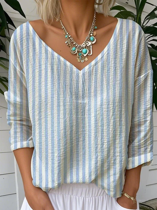 Loose Vintage Jersey Striped T-Shirt