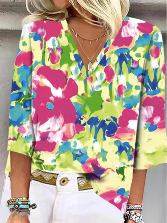 Shawl Collar Casual Blouse