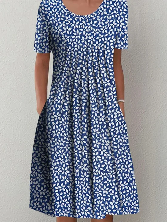 Jersey Casual Crew Neck Loose Dress With No