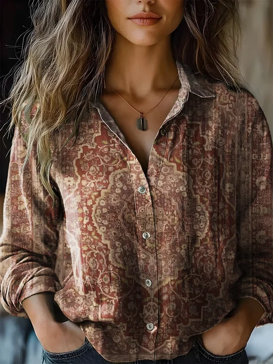 Women's Vintage Bohemian Floral Print Casual Shirt