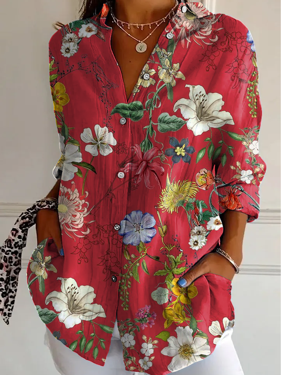 Flowers Vintage Ethnic Print Blouse