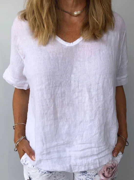Summer Solid Short Sleeves Casual Top