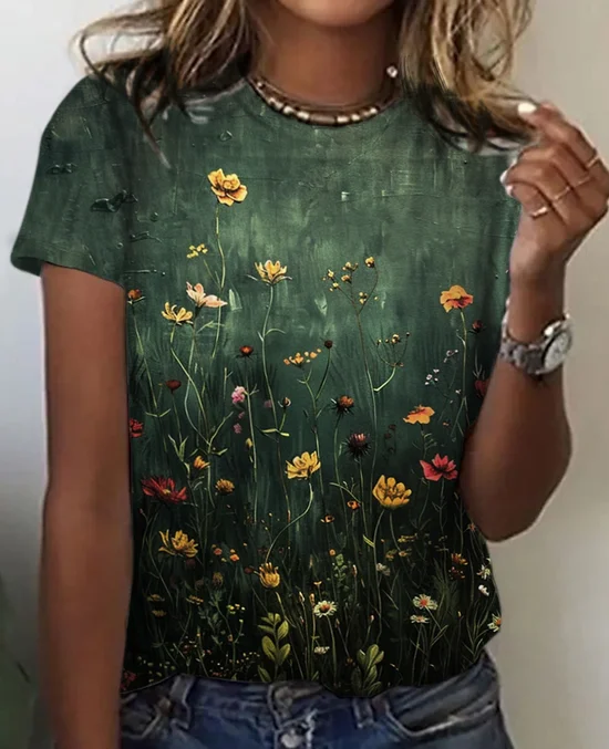 Flowers Vintage Print T-Shirt