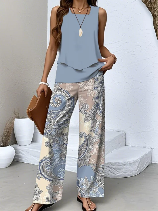 Regular Fit Casual Two-Piece Set With No