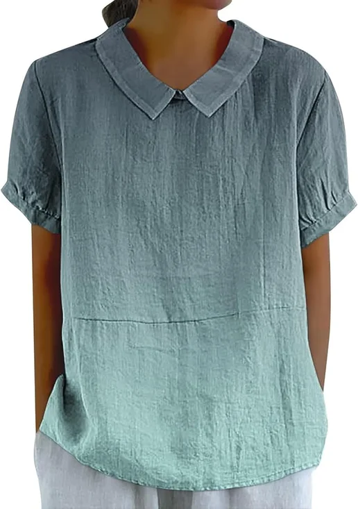 Ombre Casual Cotton Loose Blouse