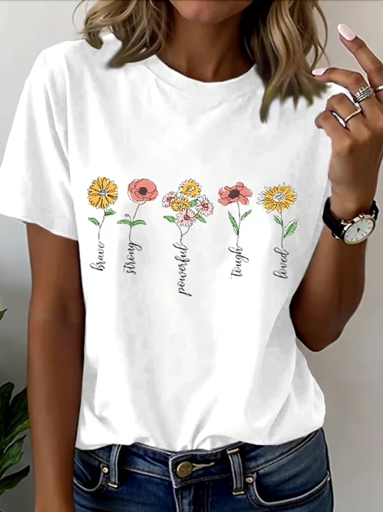 Regular Fit Floral Casual T-Shirt