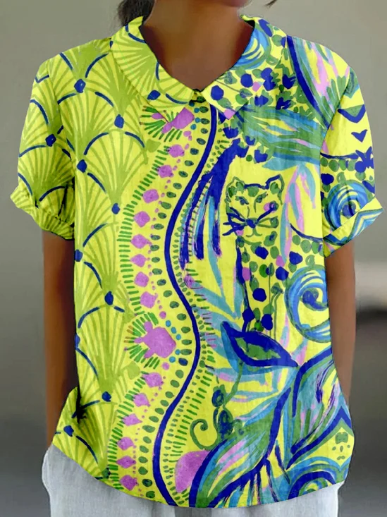Psychedelic Art Shawl Collar Vintage T-Shirt