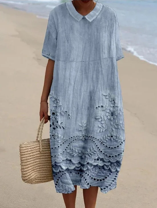 Shawl Collar Regular Fit Casual Plain Dress With No