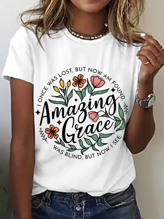 Amazing Grace Png Christian Cotton T-Shirt
