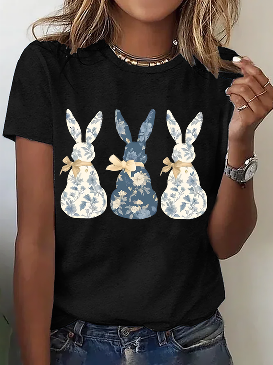 Easter Floral Bunny Cotton T-Shirt